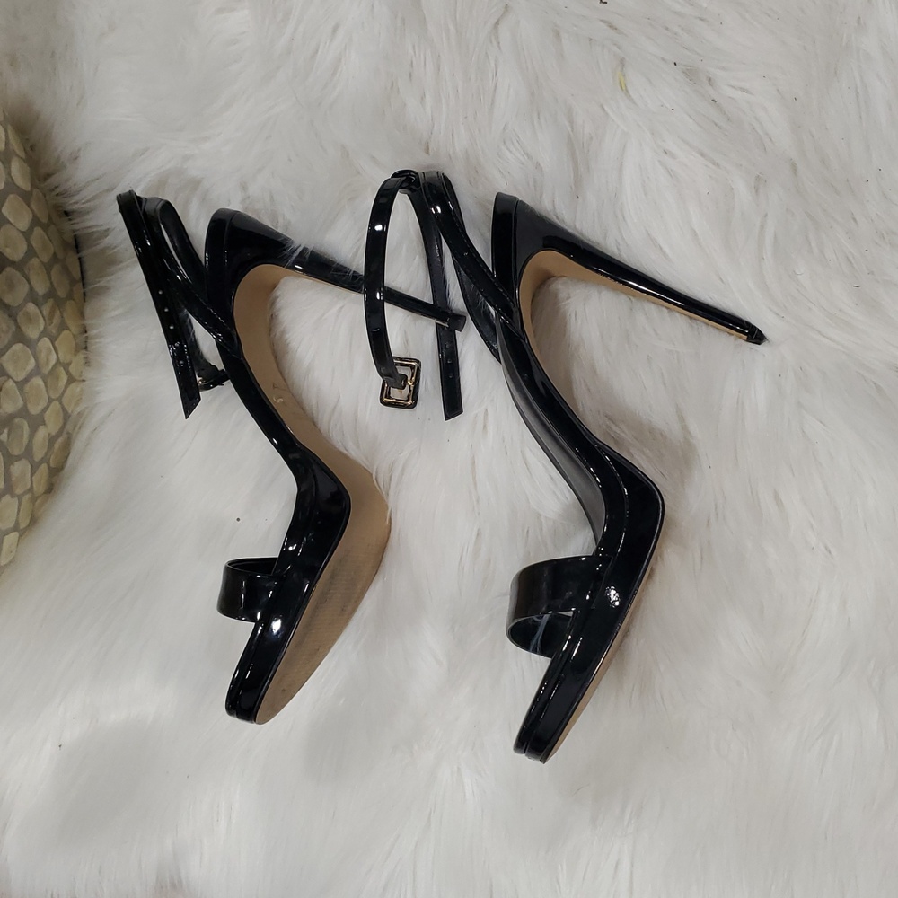 Aldo Black Patent Leather Strappy Stiletto Heels